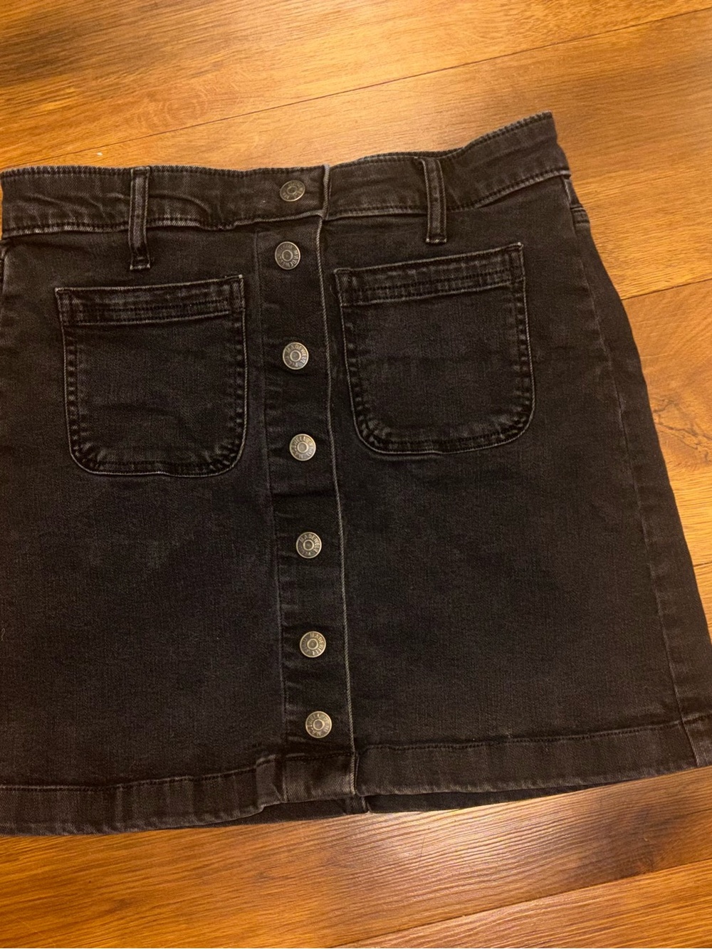 Black Madewell Button-Front Denim Mini Skirt - Women